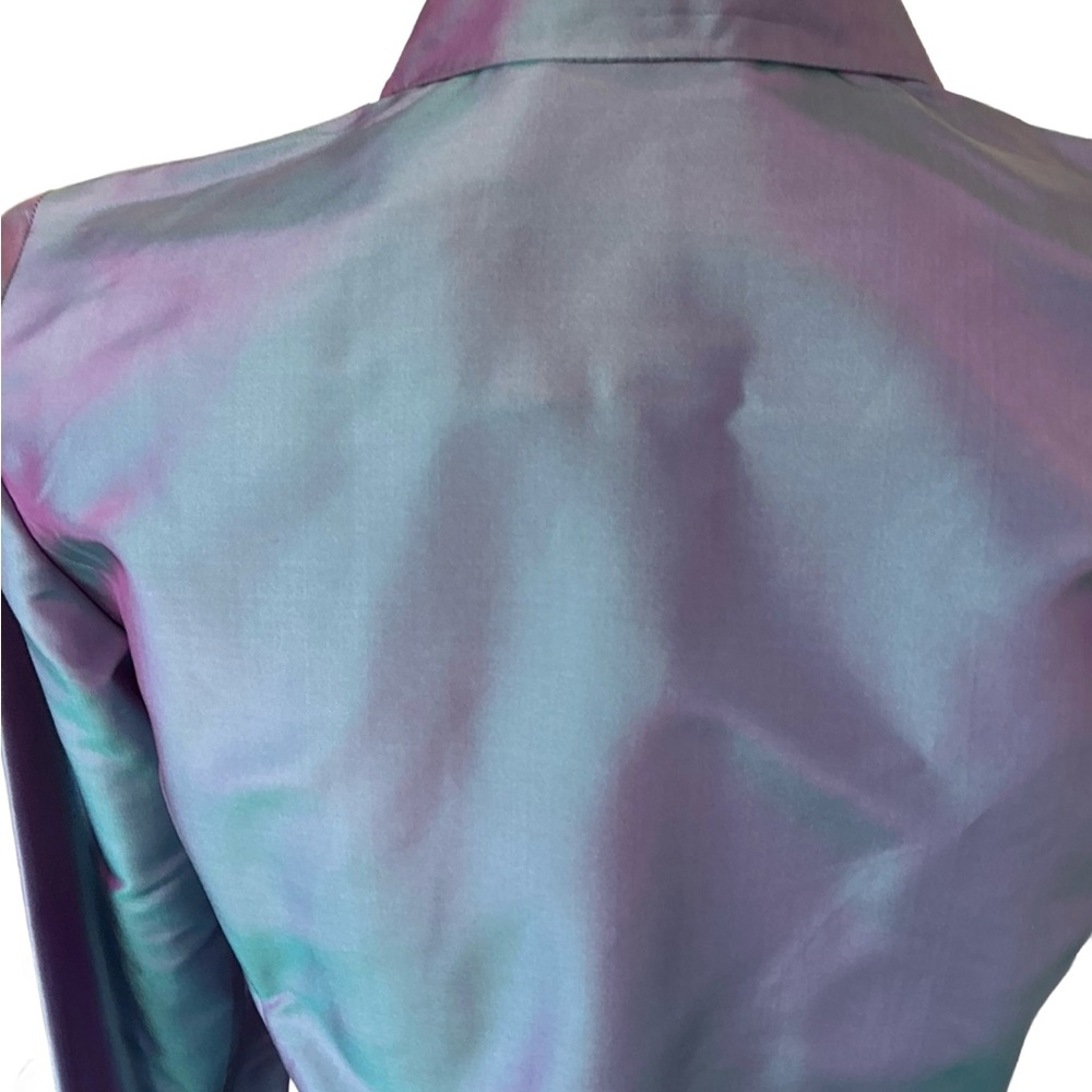 Vintage Iridescent Classic Silk Button Front Blouse Top Garfield & Marks - Picture 4 of 8